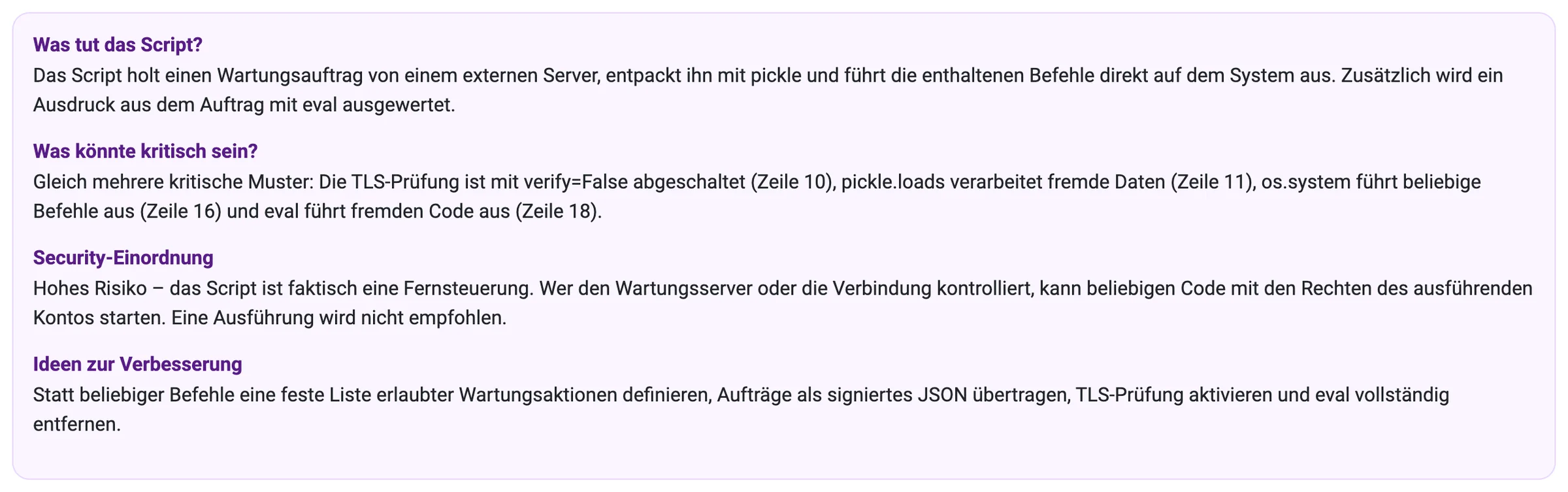 KI-Gutachten mit Zweck, kritischen Stellen und Verbesserungsideen